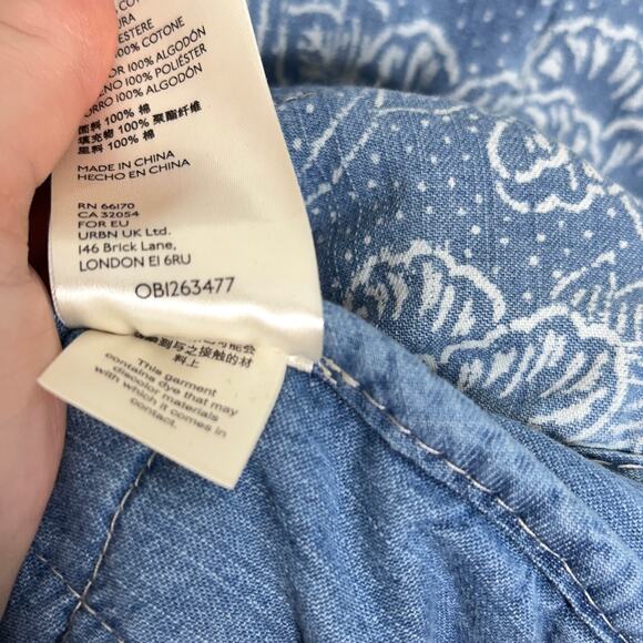 FREE PEOPLE Dolman Lotus Jacket Denim Chambray Quilted Bomber Jacket - Picture 10 of 10